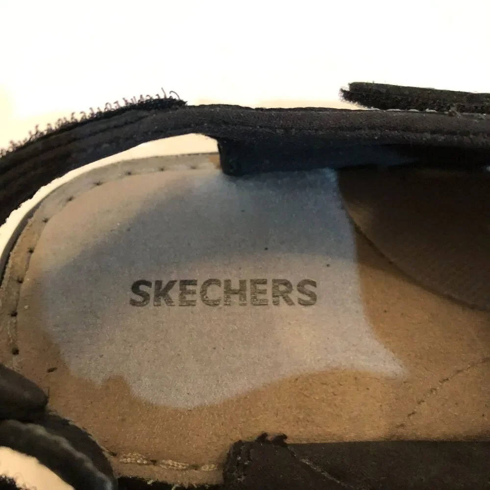 Skechers Mens Size 11 Black Leather Hook and Loop Casual Fisherman Sandals Shoes